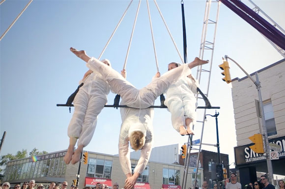 Acrobats help the Junction swing into summer at the the Junction Summer Solstice Festival.