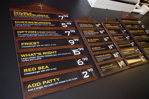 Holy menu at the Burger's Priest