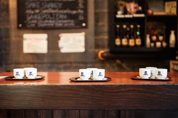 Sake tasting menu at the Ontario Spring Water Sake Co bar.