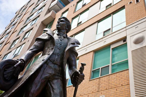 Alexander Wood statue at Church & Wood St.