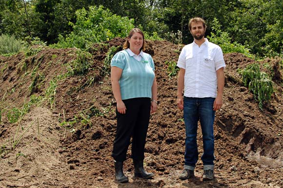 Kyla Greenham and Daniel Bida at the Toronto Zoo compost facility.