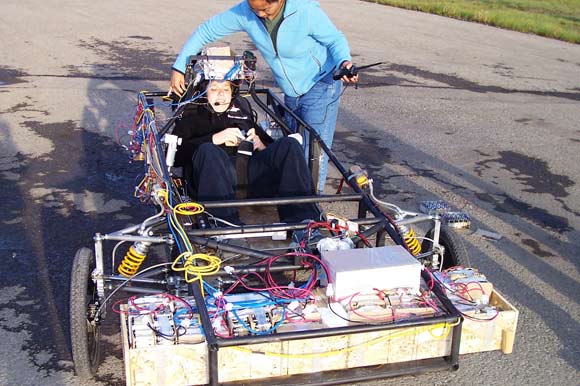 Testing the University of Calgary's inaugural solar car, which was raced from Texas to Calgary.