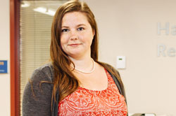 Lucy McGarry, in the Harry Rosen Research Commons, Psychology Research and Training Centre at Ryerso