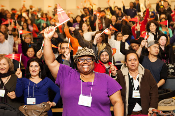 Participants cheer at the end of a positive day.