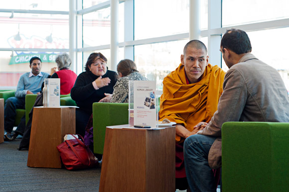 Participants engaging in the Human Library