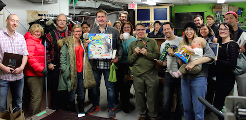 Swappers pose with their new goodies during the IRBE's 2014 gift fair