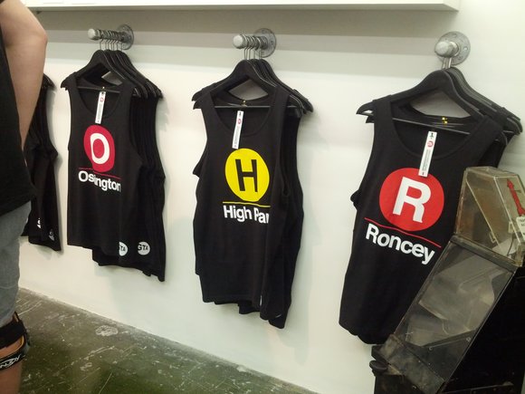 Tank tops for sale at the Toronto Designers Market.