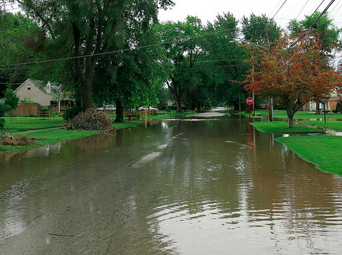 Roadway flooding in Midlothian, IL, July 12, 2014