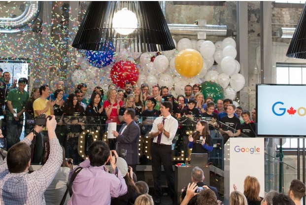 Prime Minister Justin Trudeau opens Google�s new Canadian engineering headquarters in Kitchener-Waterloo, Ontario