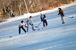 Shinny hockey at Toogood Pond in Unionville.