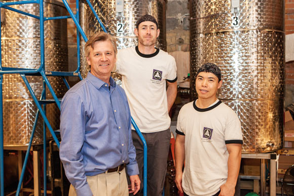 Ken Valvur, Greg Newton and Kosuke Shimamura of the Ontario Spring Water Sake Company.