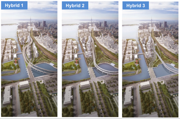 Hybrid 3 is the recommended option for redeveloping the Gardiner East